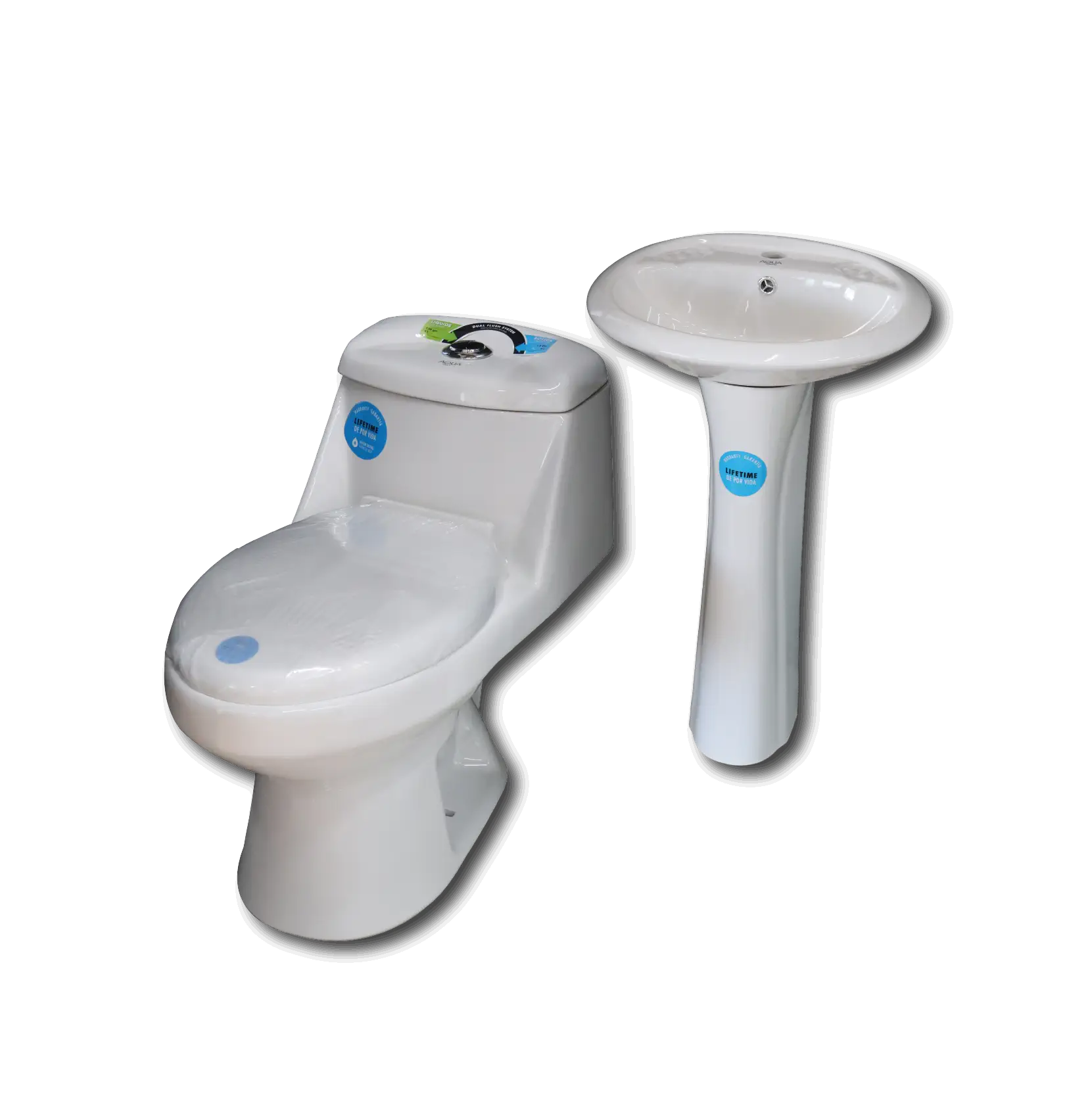 Aqua Nuova Combo de Inodoro Senio + Lavatorio + Pedestal ( Blanco )