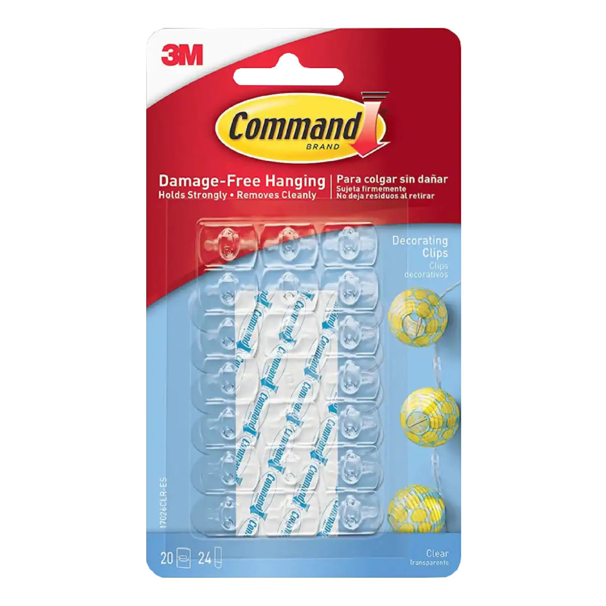 Command Gancho Transp. Mini P/luces 20 Pc *3m* 17026clr-es