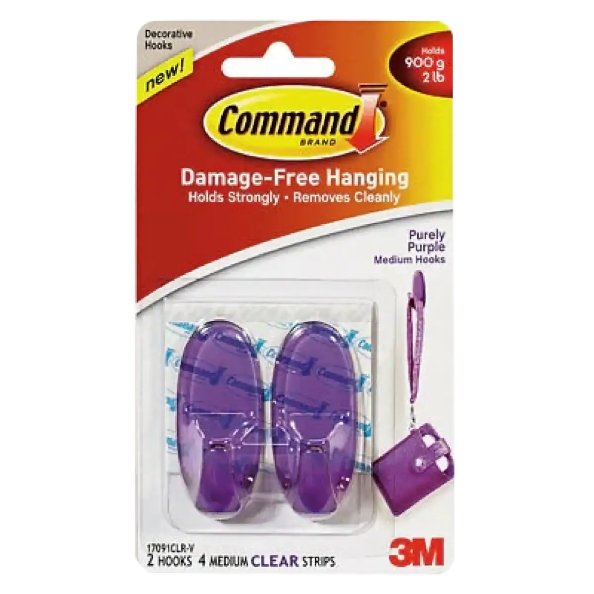 Command Gancho Transp. Morado 2 Unid *3m* ( 17091clr-v )