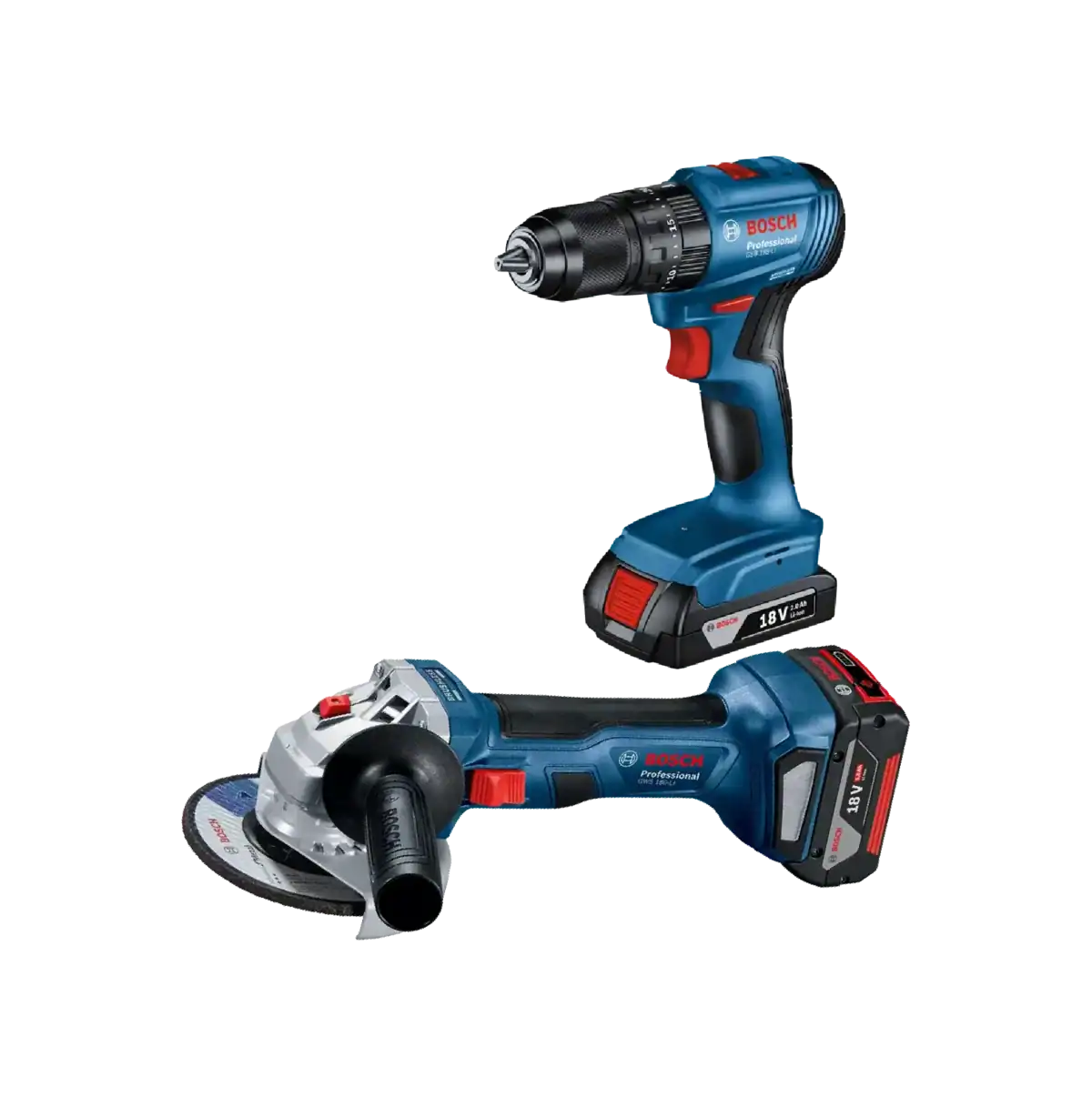 Bosch Taladro Gsb185 + Esmeriladora Gws180 2 Bat Cargador ( 06019h90g4 )