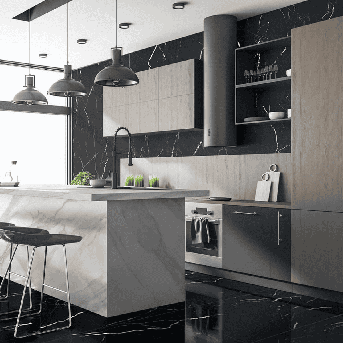 Porcelanato Marquina Nero 60x60 Cja 1.44mts (jm6615) Qualita