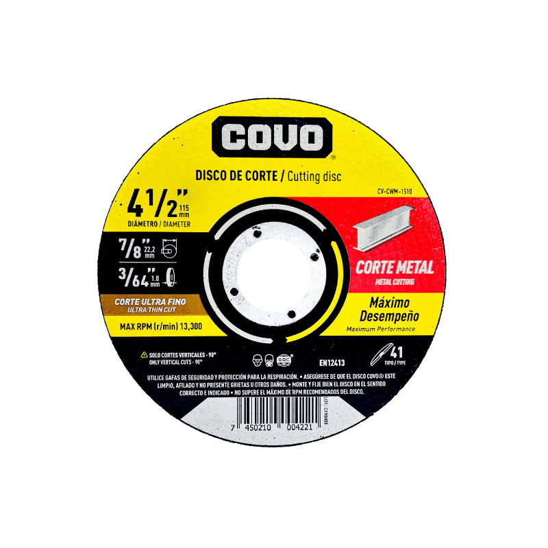 Covo Disco Corte Metal 4-1/2" 7/8"x 3/64 ( CV-CWM-1510 )