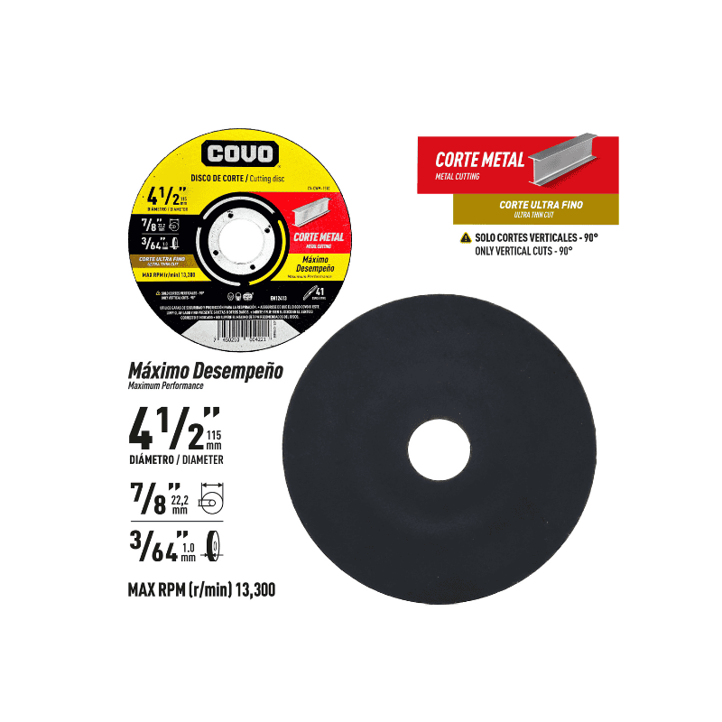 Covo Disco Corte Metal 4-1/2" 7/8"x 3/64 ( CV-CWM-1510 )