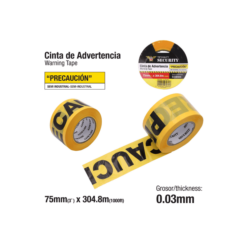 Security Cinta Precaución Amarilla 75mm x 305m ( SC-WT3X305 )