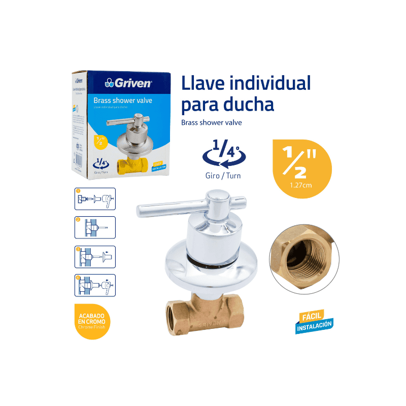 Griven Llave Baño para Ducha completo 1/2" ( A367-WA024 )