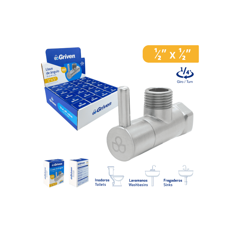 Griven Llave Control Escuadra 1/2"x1/2" ( GV-AVS-1-2 )