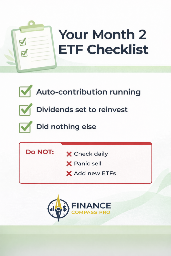 Month 2 ETF investing checklist - what to do and what to avoid