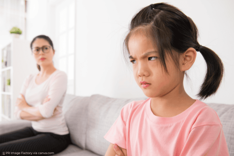 child and mom arguing