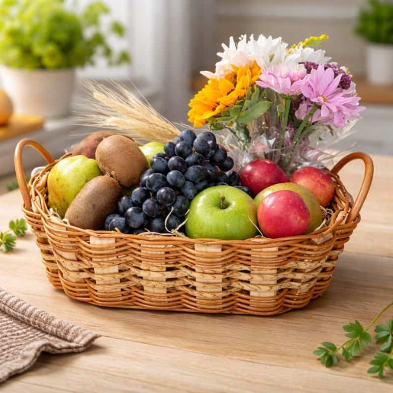Cesta de Flores e Frutas Premium