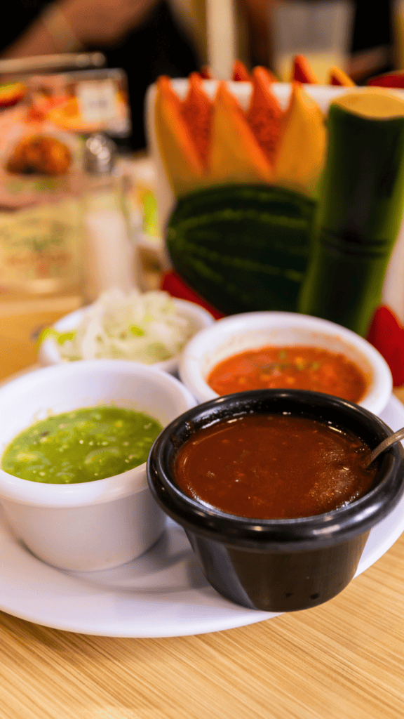 Close up of authentic Mexican taco with fresh ingredients