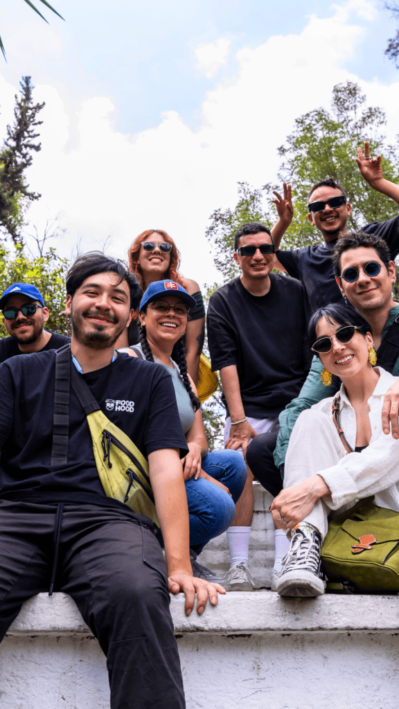 Guests laughing during a taco bike tour in Mexico City