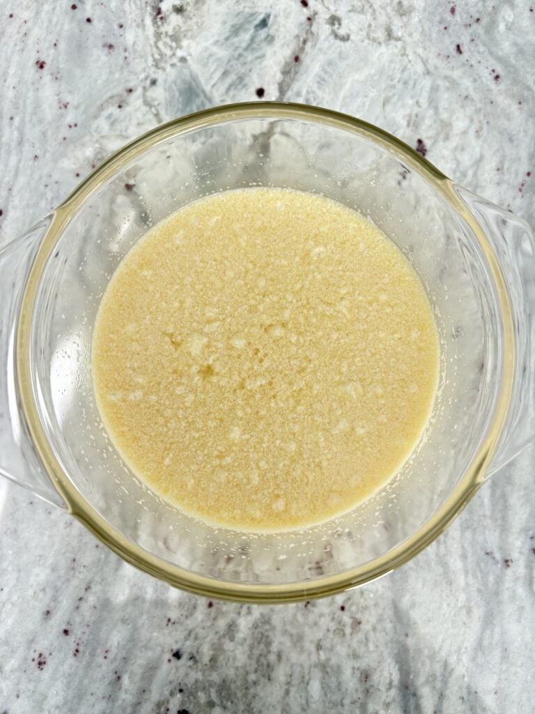 Eggs whisked with chicken broth and Pecorino.
