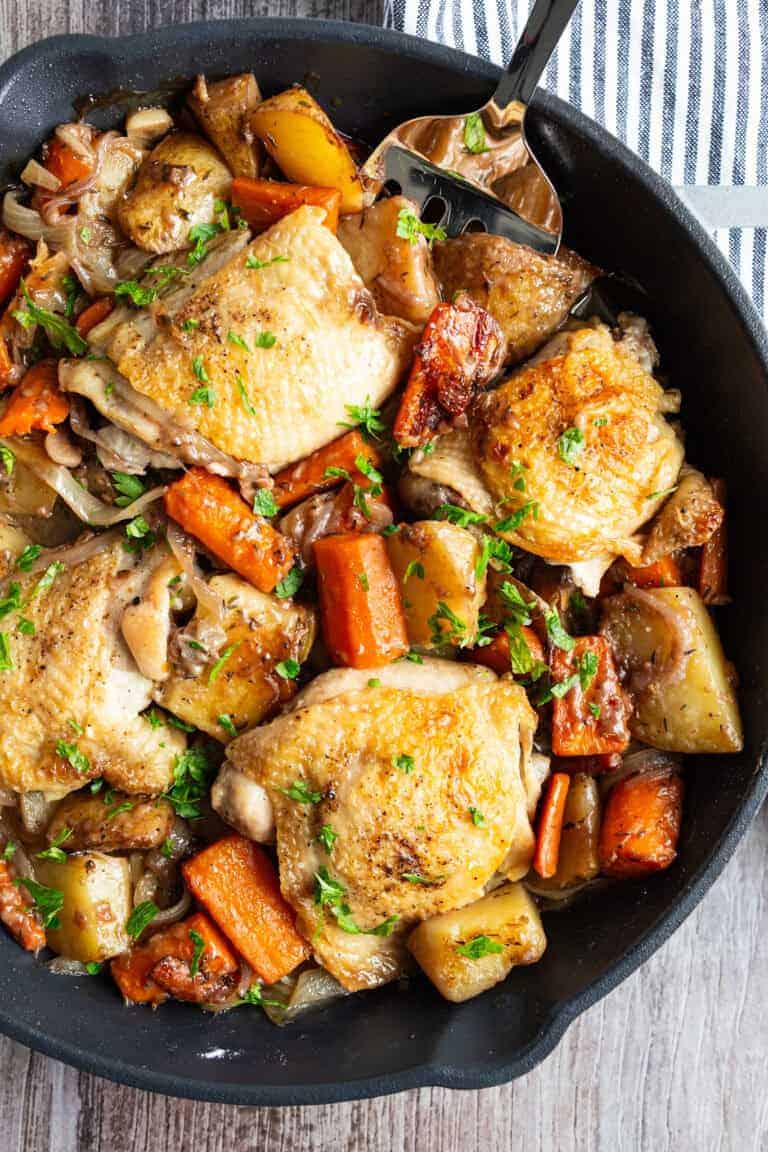 Red wine braised chicken thighs.