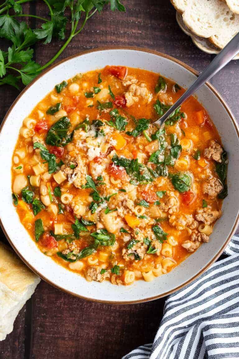 Pasta e fagioli with sausage.