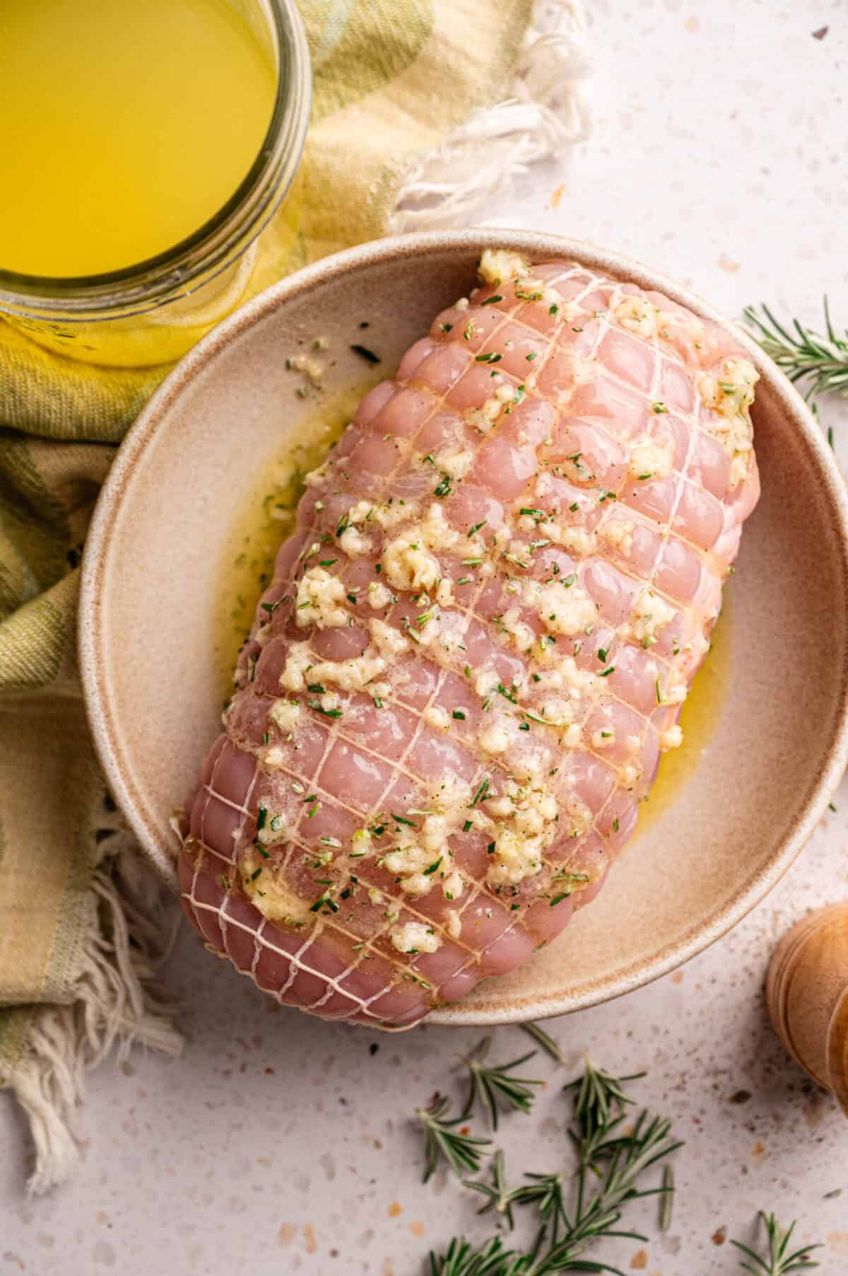 A basted turkey breast.