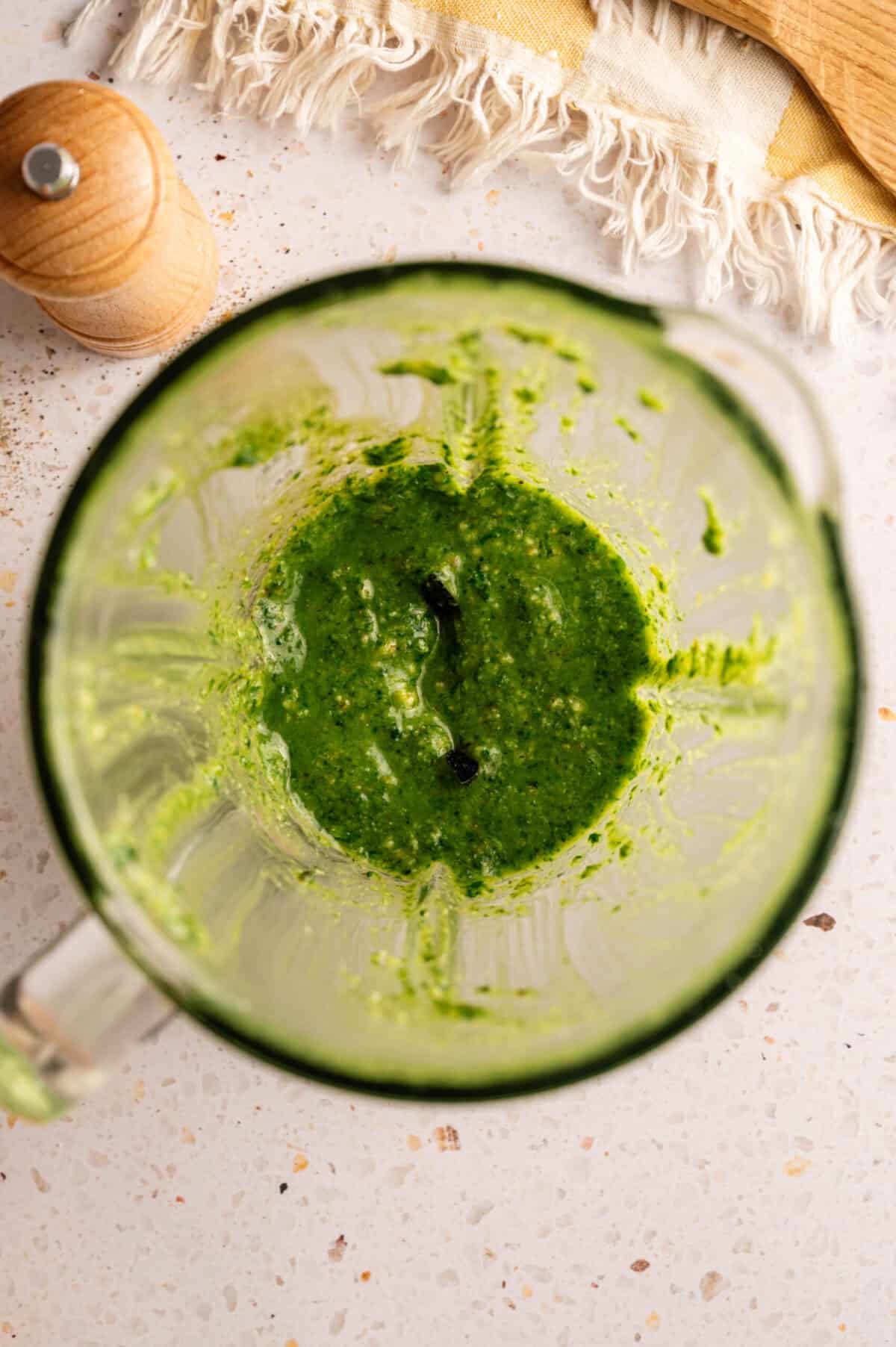A shot of basil pesto.