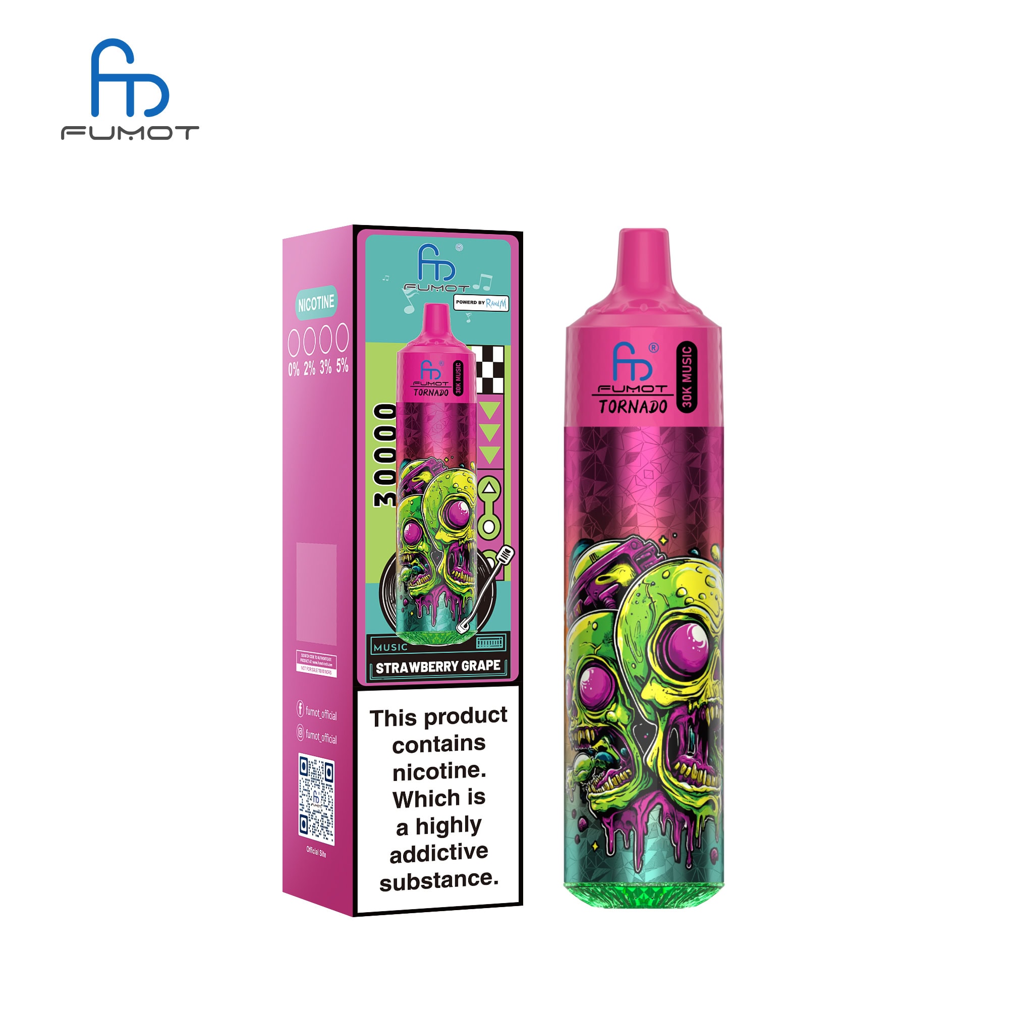 Fumot Tornado 30K Music Strawberry Grape - Kép 2
