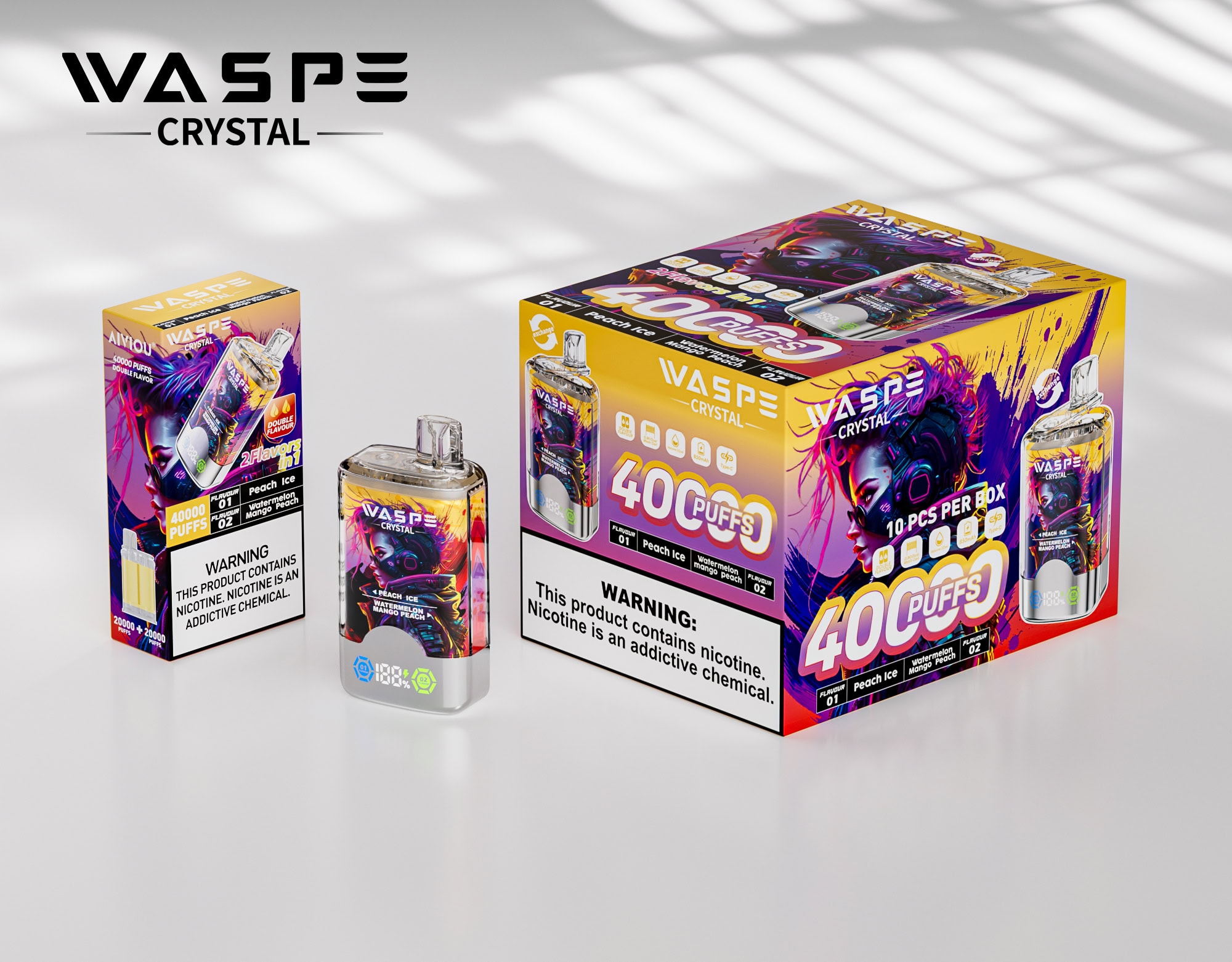 WASPE Crystal 40000 Peach Ice/Watermelon Mango Peach