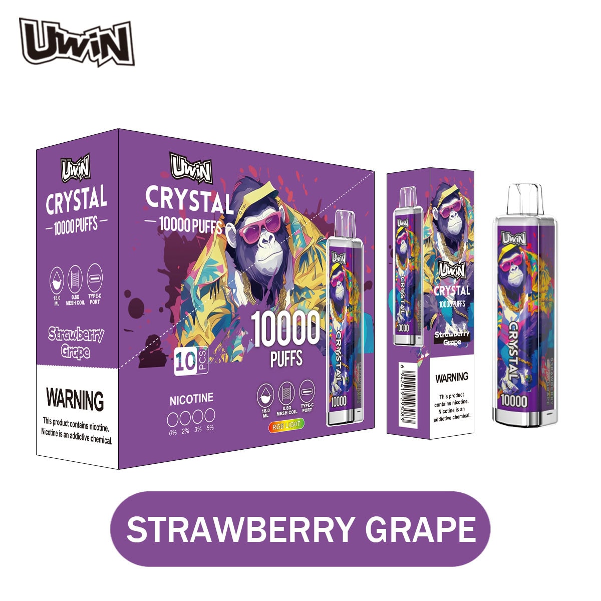 Uwin Crystal 10000 Strawberry Grape – Bild 3