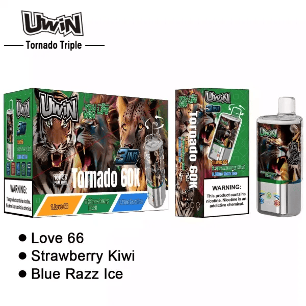 Uwin Tornado Triple 60000 Strawberry Kiwi/Love 66/Blue Razz Ice – Bild 3