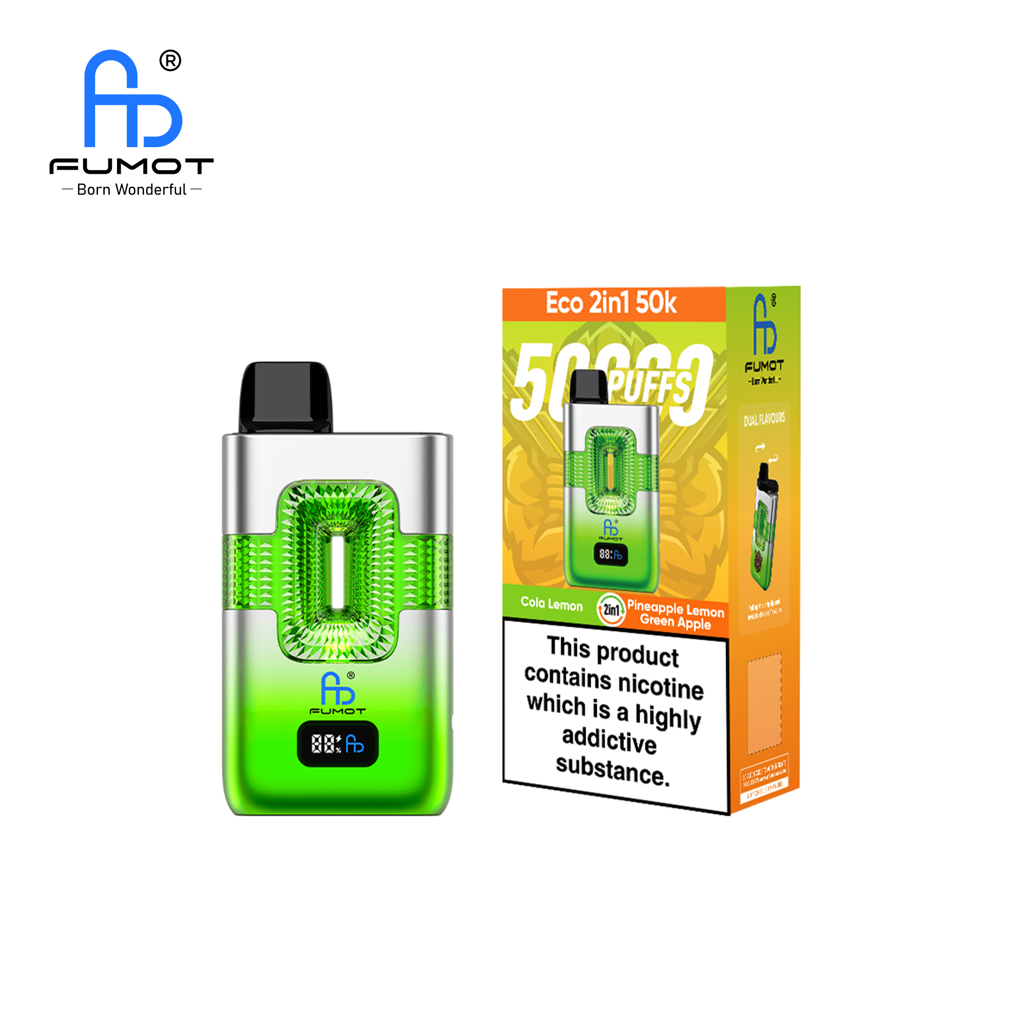 Fumot ECO 2in1 50K Cola Lemon/Pineapple Lemon Green Apple – Bild 3