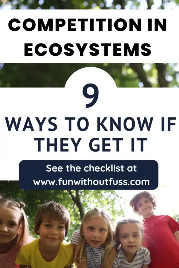 9 signs that students get ecosystem competition pin with a background of students in nature.
