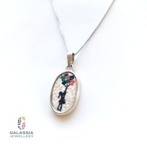 Micro Mosaic Banksy Pendant – Flying Balloon Girl