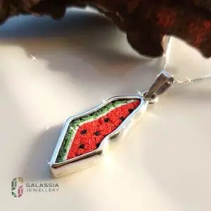 Watermelon map micro mosaic pendant