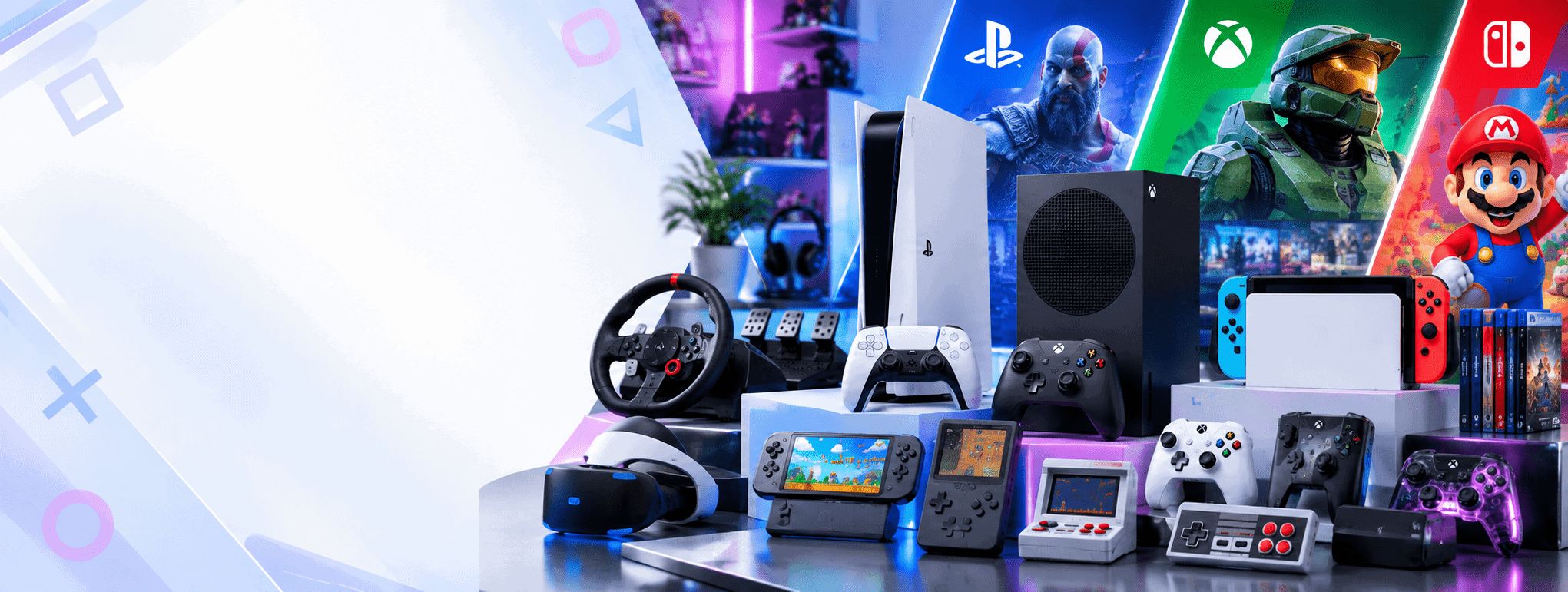 Consolas, controles y accesorios para videojuegos