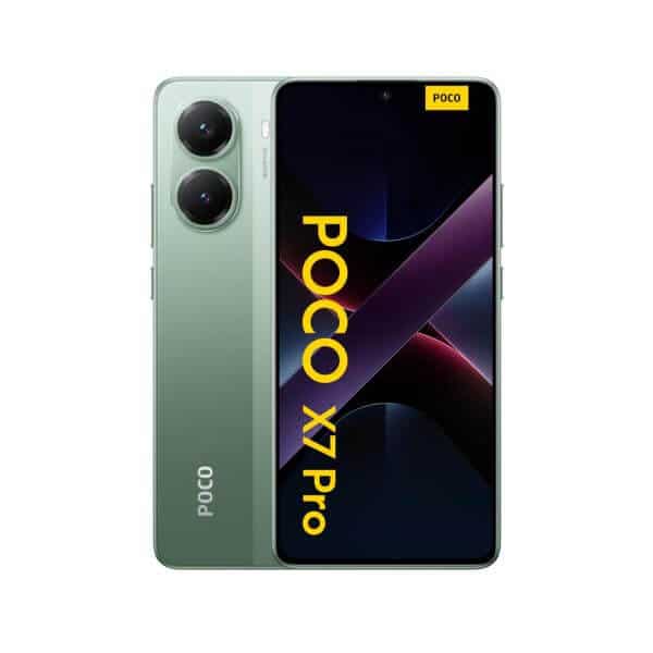 Teléfono Xiaomi Poco X7 Pro 5G con doble cámara trasera y pantalla grande.