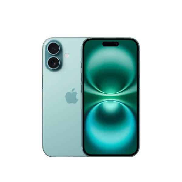 IPhone 16 128GB color verde con doble cámara trasera.