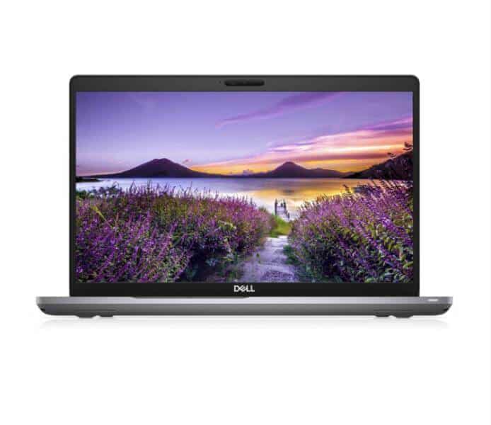 Laptop Dell Latitude 5510 con pantalla y paisaje natural en fondo.