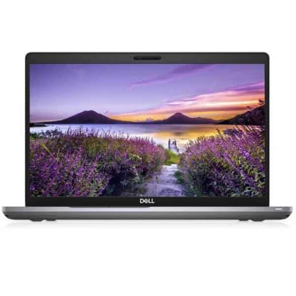 Laptop Dell Latitude 5511 con pantalla de paisaje y flores.