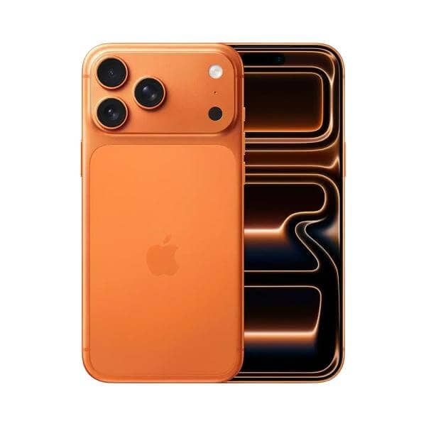 IPhone 17 Pro Max 256GB color naranja con triple cámara trasera.
