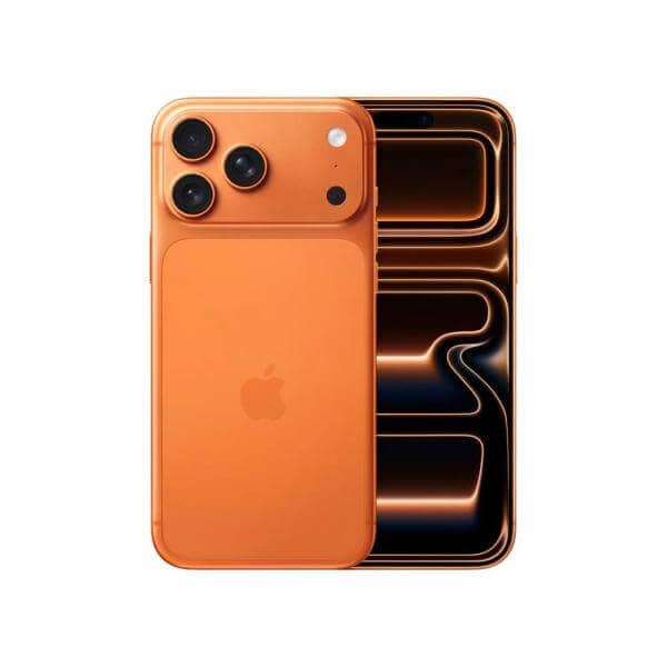IPhone 17 Pro Max 256GB color naranja con triple cámara trasera.