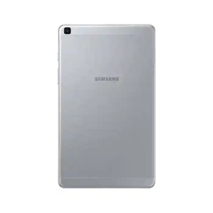 Tableta Samsung Galaxy Tab A 8" con cámara trasera y diseño elegante.