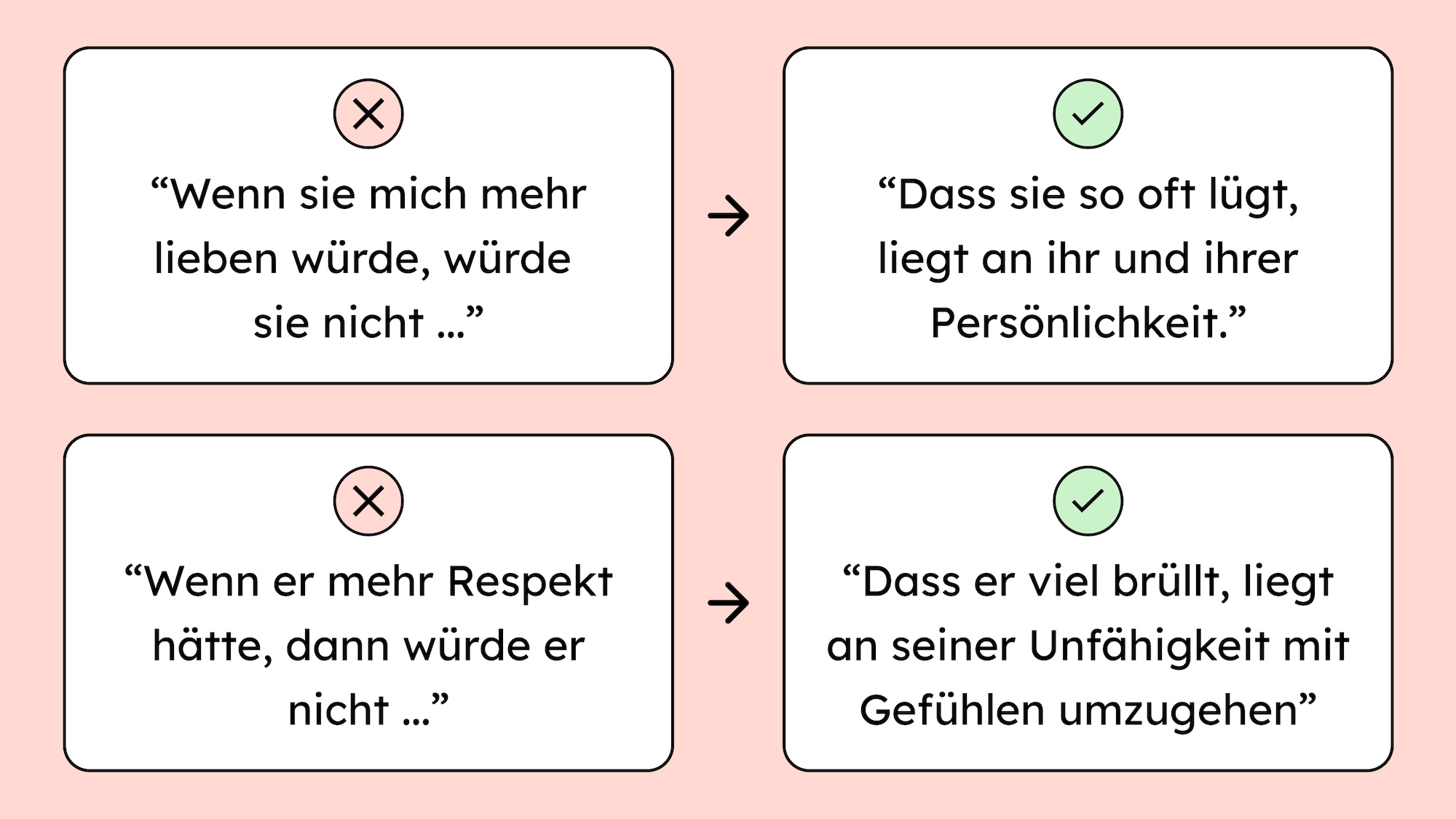 Textbeispiele über Dinge persönlich nehmen als Bild. 