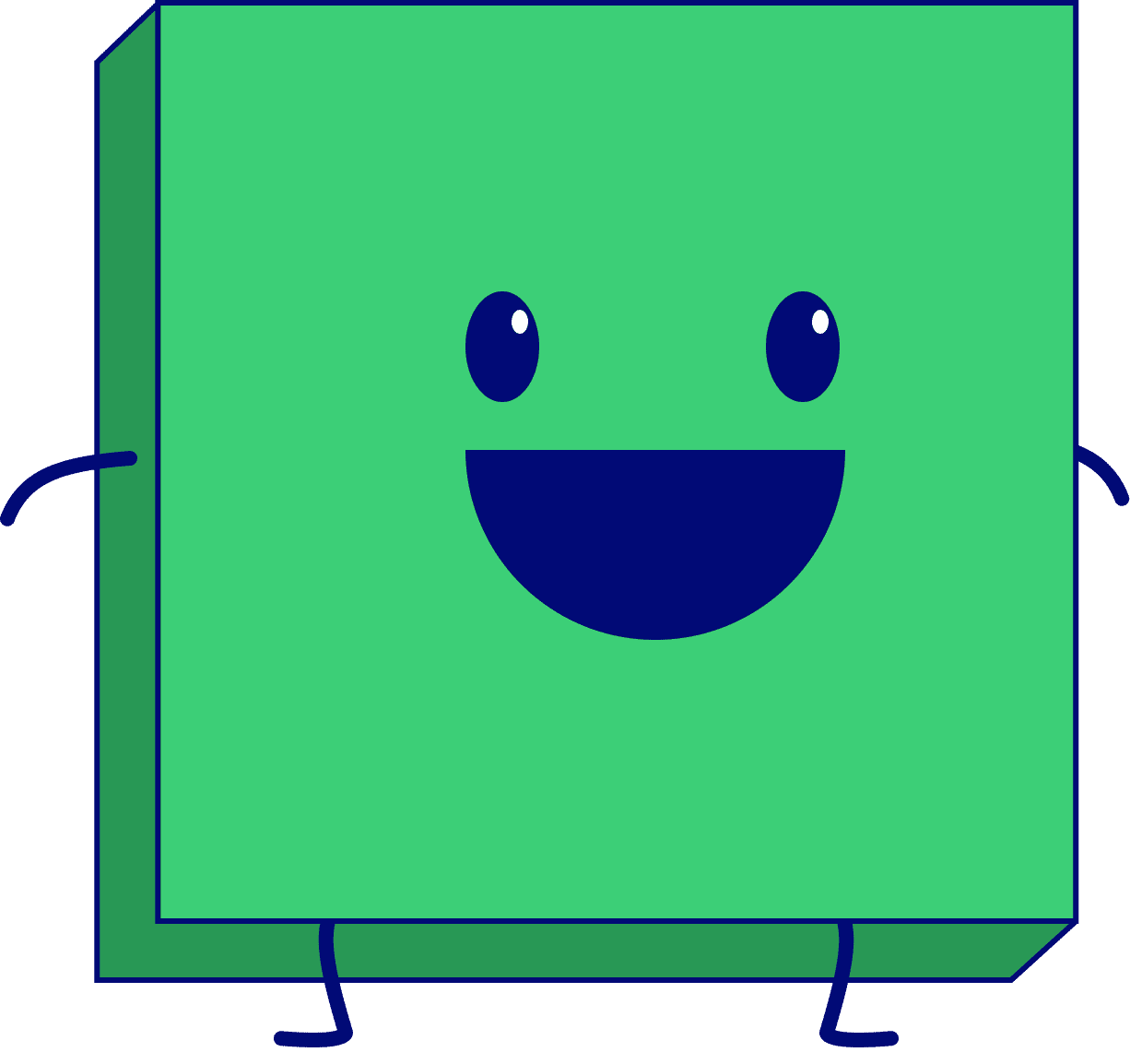 Unser Maskottchen für Serotonin als Viereck. Sehr freudig und liebevoll.