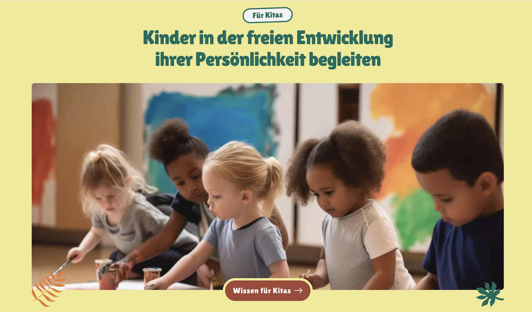 Der Abschnitt für Kitas auf der Farben sind für alle da Seite