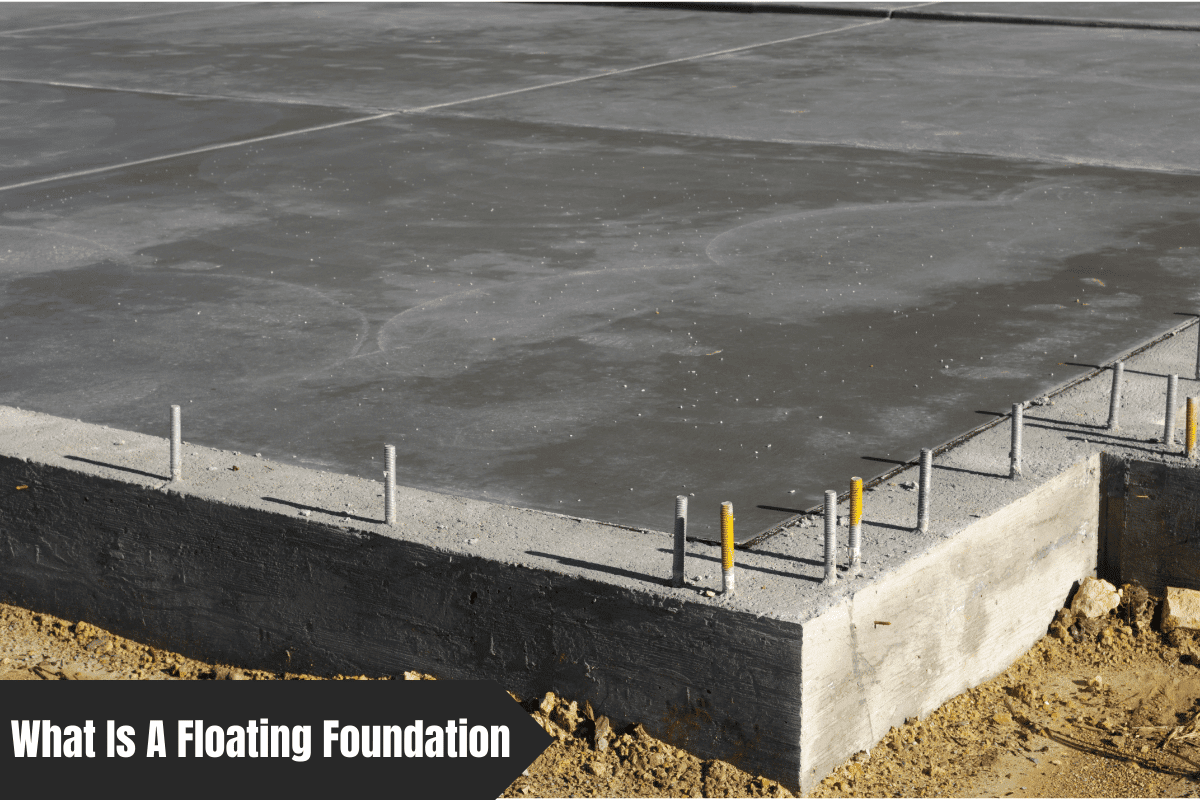 Newly poured concrete slab with rebar for a floating foundation