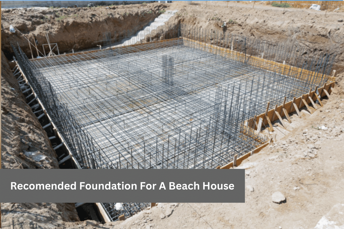 Foundation of a house under construction in a large pit
