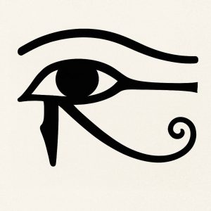 A minimalistic rendering of the hieroglyph of the Eye of Horus.