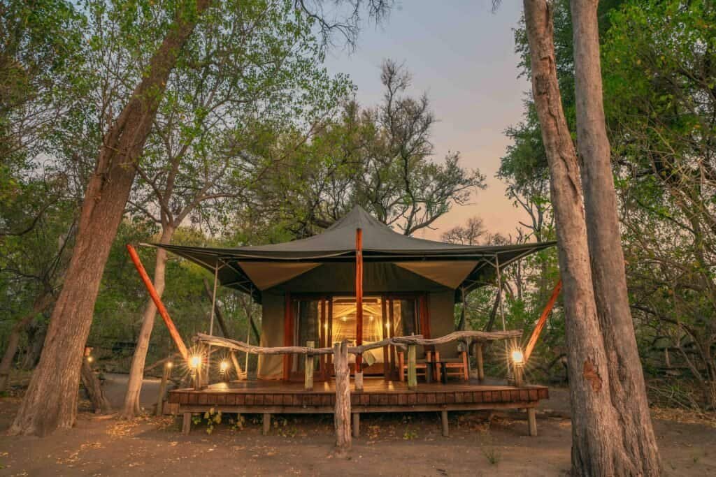 Saguni Safari Lodge tented accommodation Safari Selections Botswana forest tent
