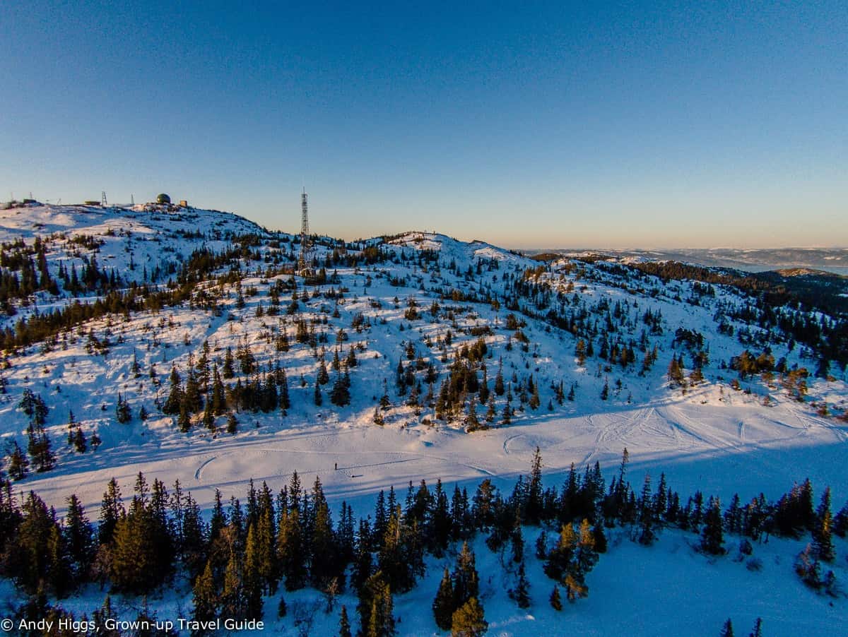 Aerial Video: Winter flight over Graakallen, Trondheim, Norway