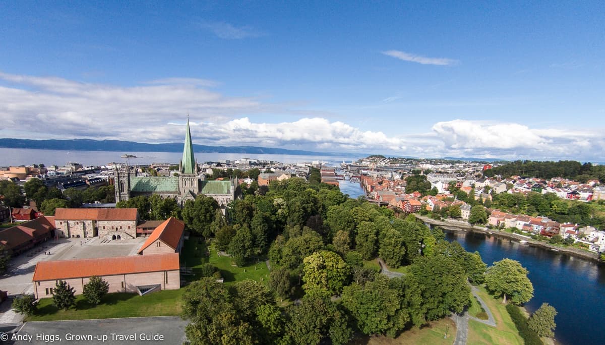Aerial Video: Nidaros Cathedral, Trondheim, Norway