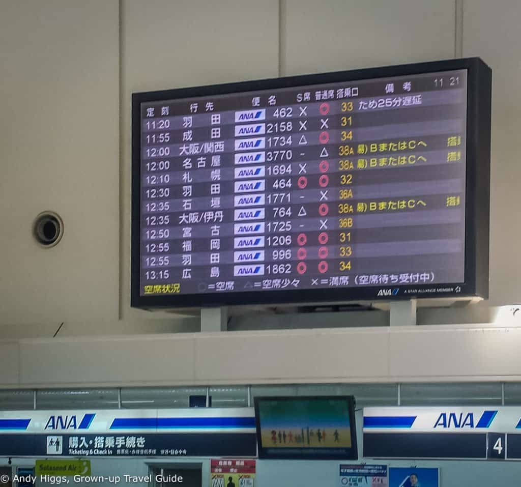 Flight to Osaka on board