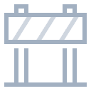 Light gray icon of a construction barrier with diagonal stripes