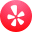 Red circular icon with a white asterisk-like symbol in the center.