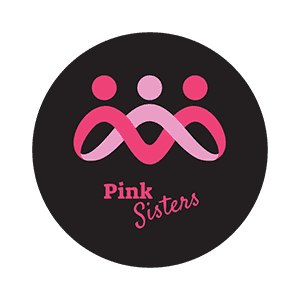 Pink sisters support group icon showing three stylized people holding hands.