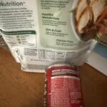 nutritional facts on countertop